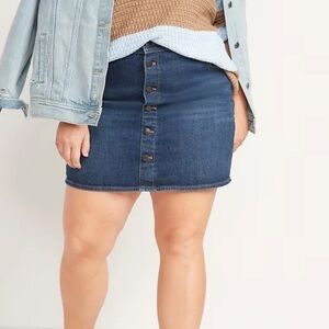 Old Navy High-Waisted Button-Front Mini Denim Jean Skirt In Blue SIze 26 NWT
